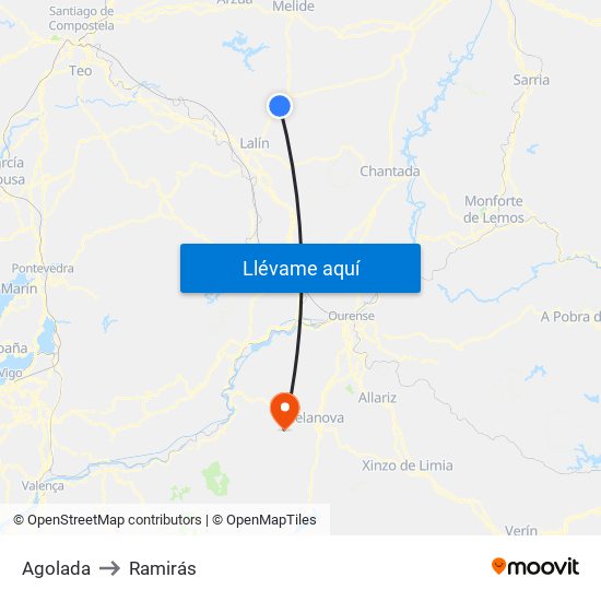 Agolada to Ramirás map
