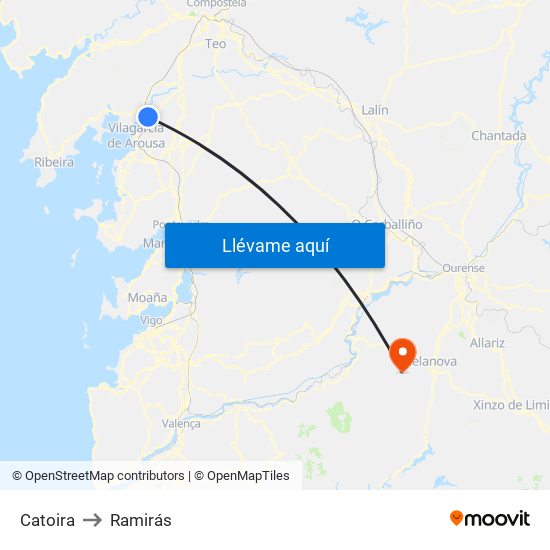 Catoira to Ramirás map