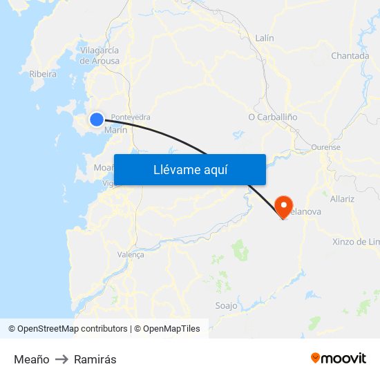 Meaño to Ramirás map