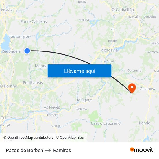 Pazos de Borbén to Ramirás map