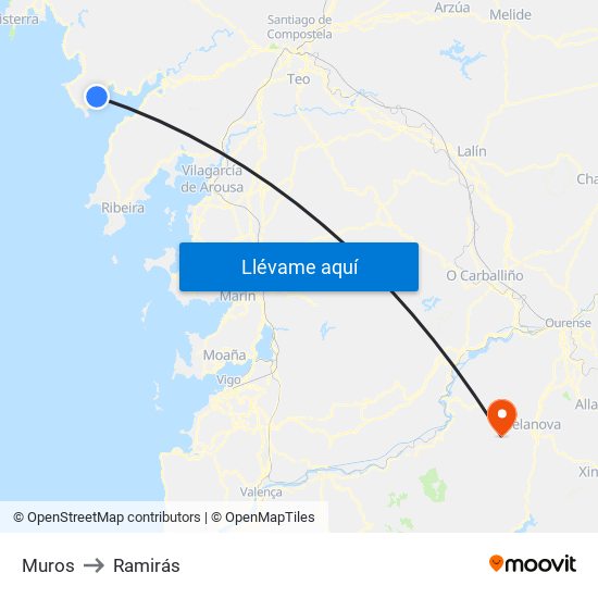 Muros to Ramirás map