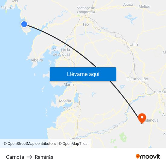 Carnota to Ramirás map