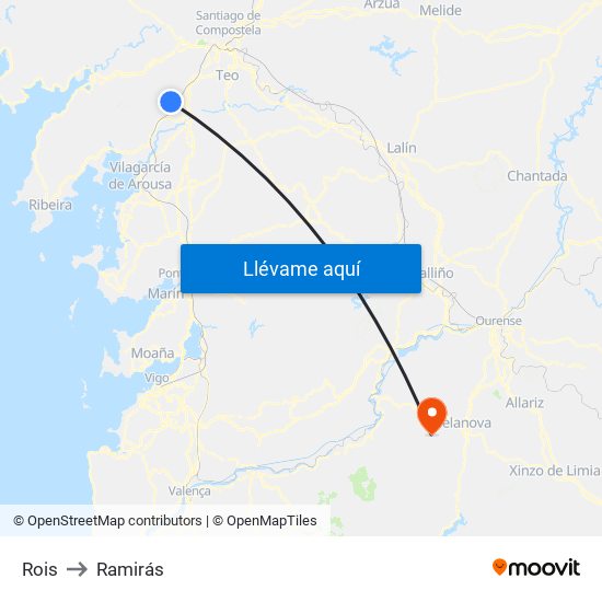 Rois to Ramirás map