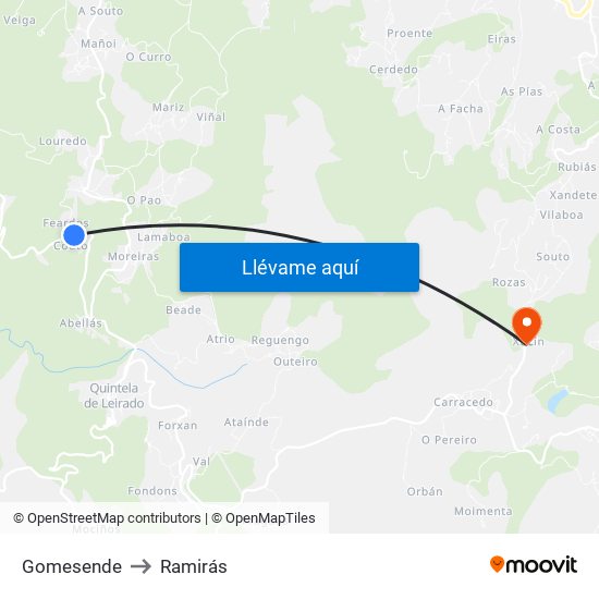 Gomesende to Ramirás map