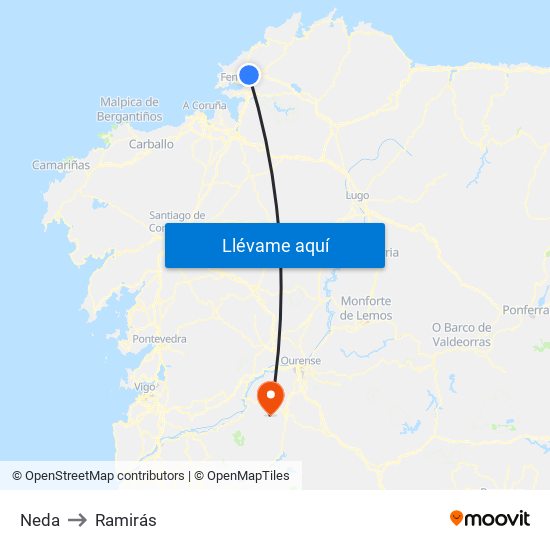 Neda to Ramirás map