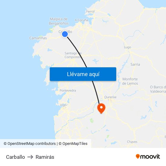 Carballo to Ramirás map