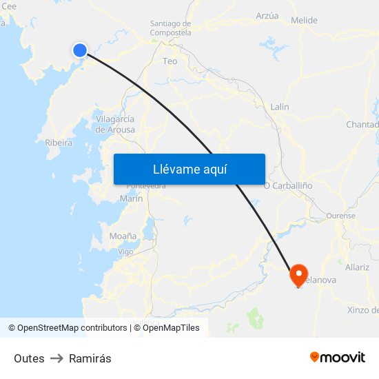 Outes to Ramirás map