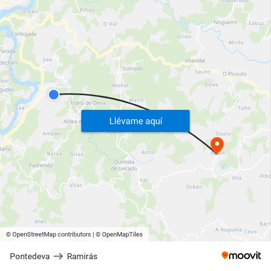 Pontedeva to Ramirás map