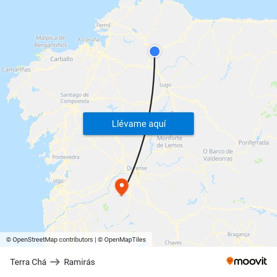 Terra Chá to Ramirás map