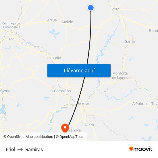 Friol to Ramirás map