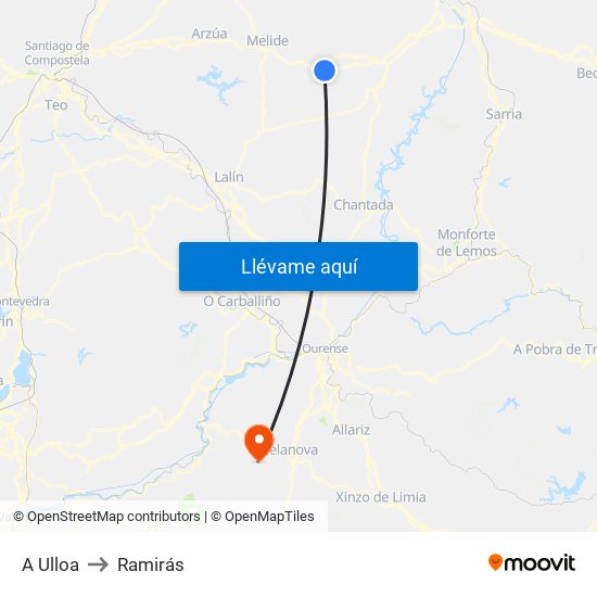 A Ulloa to Ramirás map