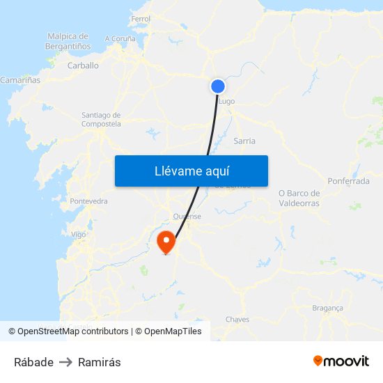 Rábade to Ramirás map