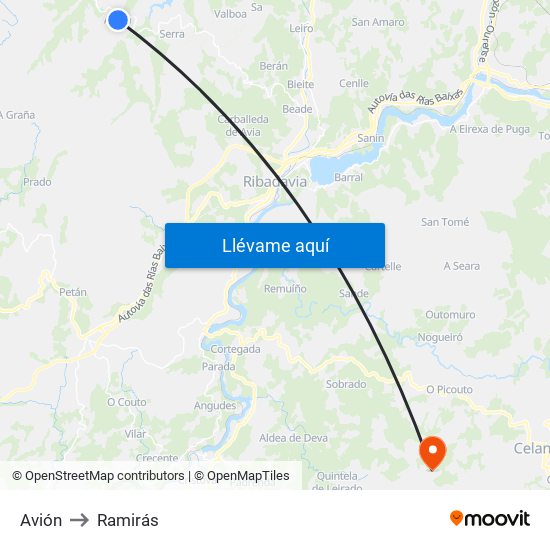 Avión to Ramirás map