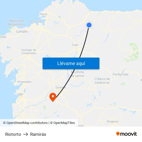 Riotorto to Ramirás map