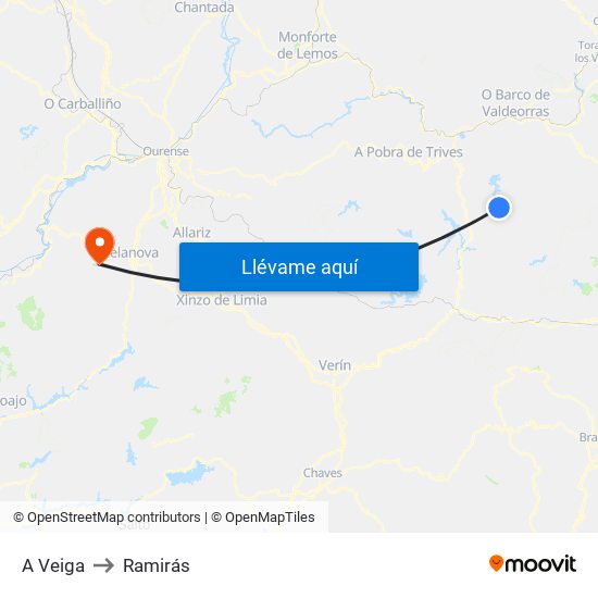 A Veiga to Ramirás map