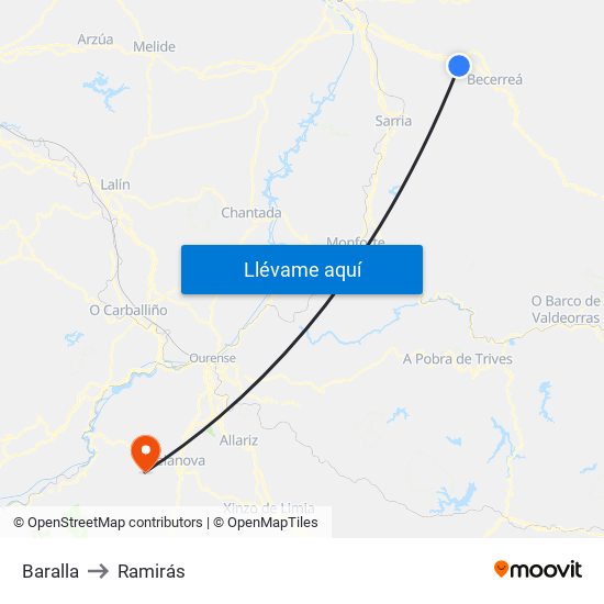 Baralla to Ramirás map