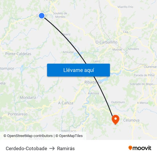 Cerdedo-Cotobade to Ramirás map