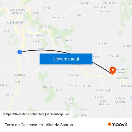 Terra da Celanova to Vilar de Santos map