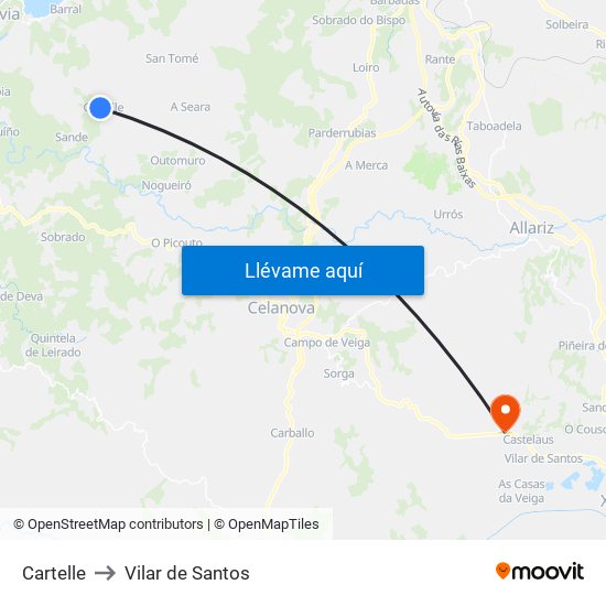 Cartelle to Vilar de Santos map
