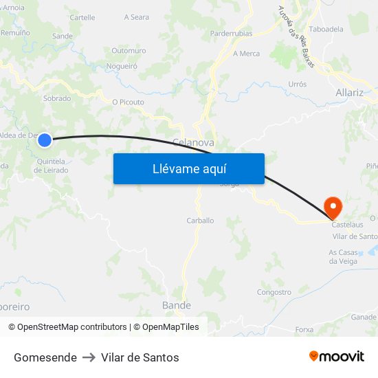 Gomesende to Vilar de Santos map