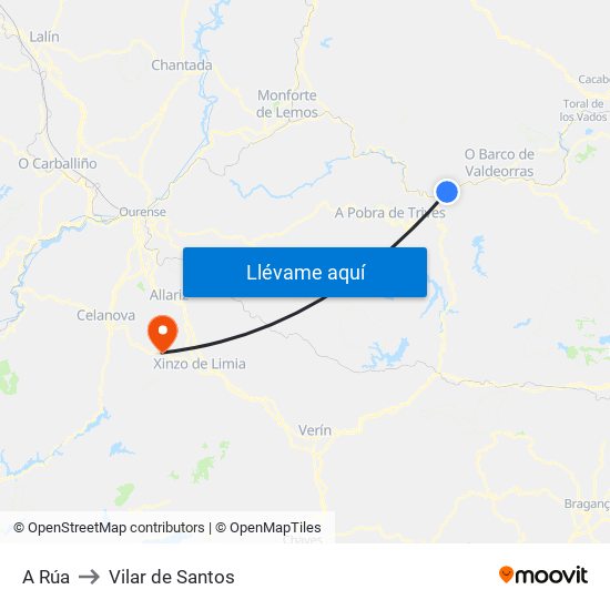 A Rúa to Vilar de Santos map