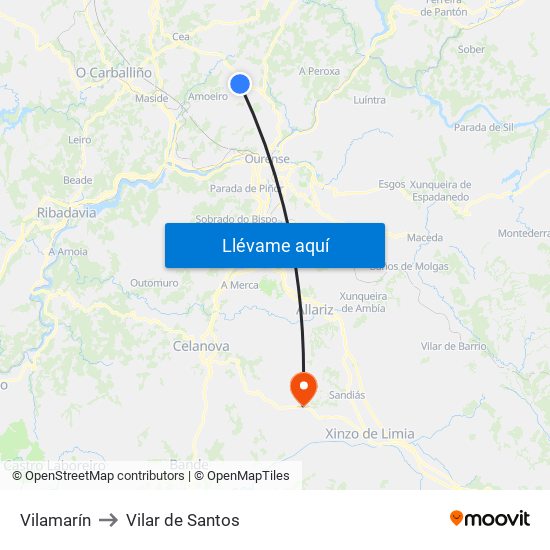 Vilamarín to Vilar de Santos map