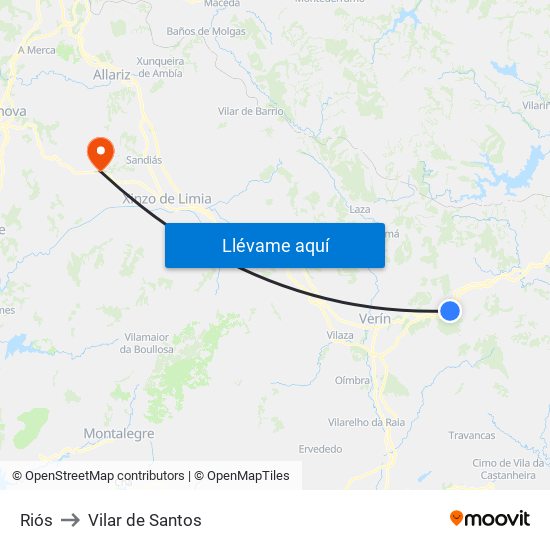 Riós to Vilar de Santos map