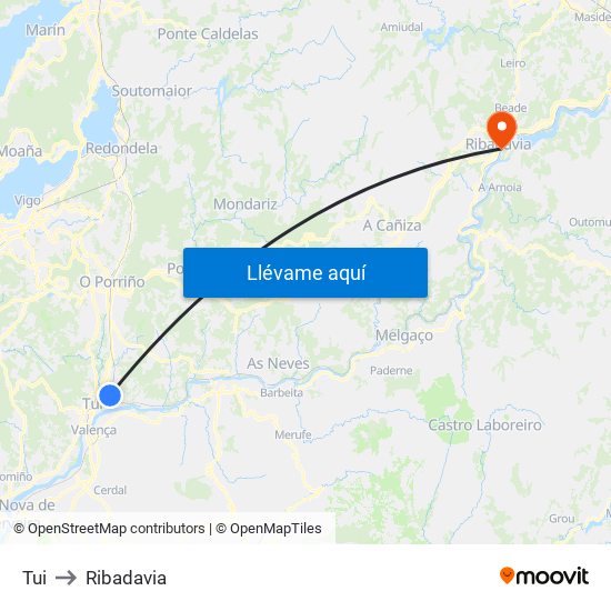 Tui to Ribadavia map