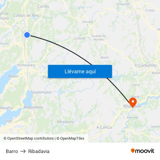Barro to Ribadavia map