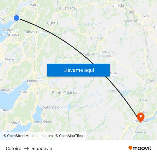 Catoira to Ribadavia map