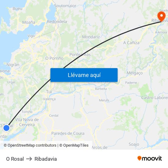 O Rosal to Ribadavia map