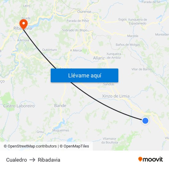 Cualedro to Ribadavia map
