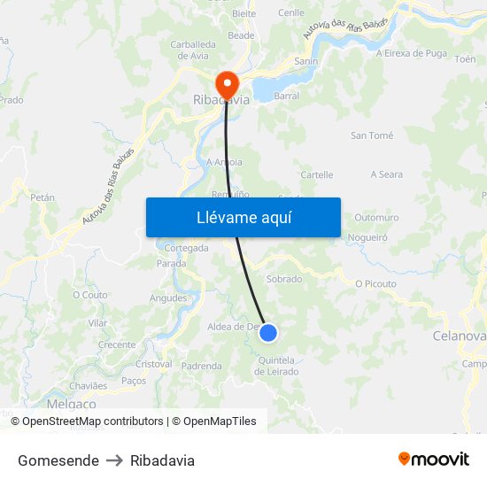 Gomesende to Ribadavia map