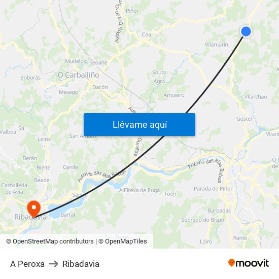 A Peroxa to Ribadavia map