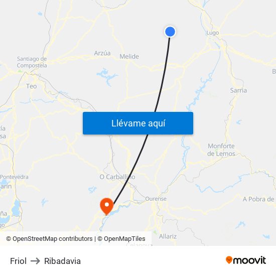 Friol to Ribadavia map