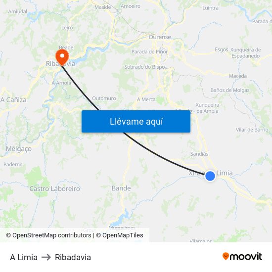 A Limia to Ribadavia map