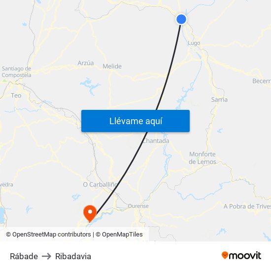 Rábade to Ribadavia map