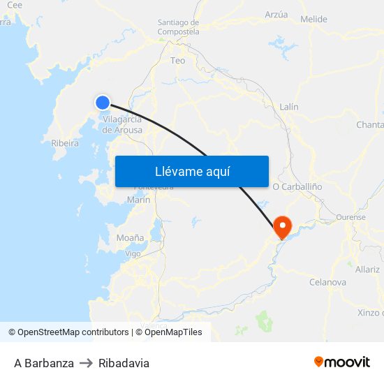 A Barbanza to Ribadavia map