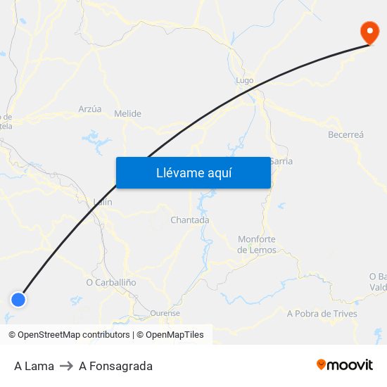 A Lama to A Fonsagrada map