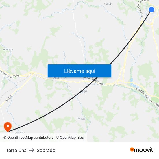 Terra Chá to Sobrado map