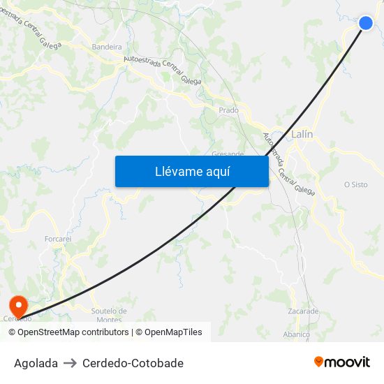 Agolada to Cerdedo-Cotobade map