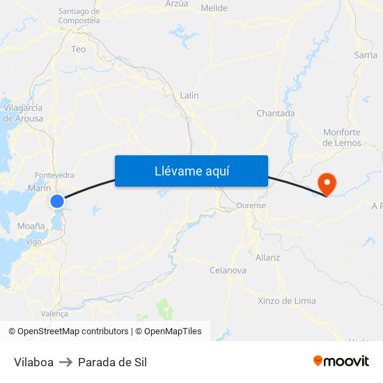 Vilaboa to Parada de Sil map
