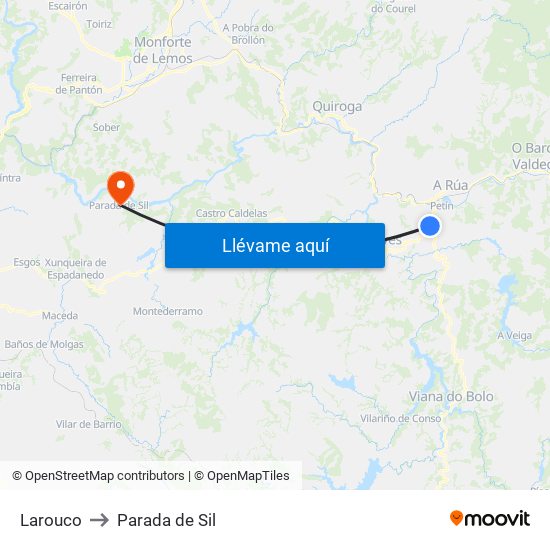 Larouco to Parada de Sil map