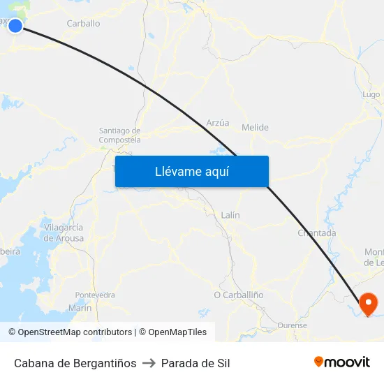 Cabana de Bergantiños to Parada de Sil map