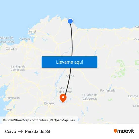 Cervo to Parada de Sil map