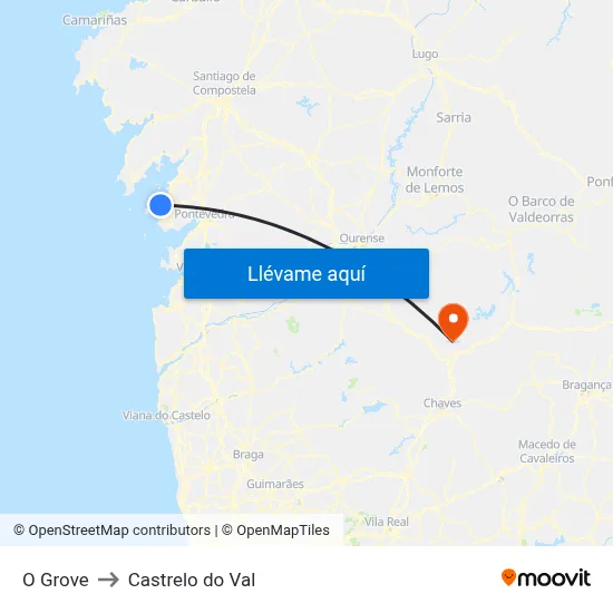 O Grove to Castrelo do Val map