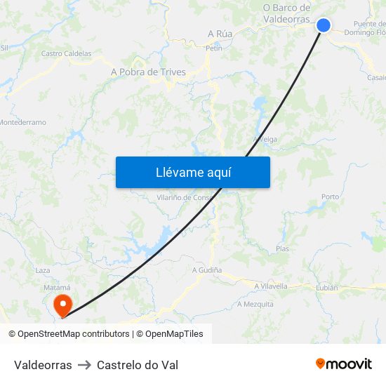 Valdeorras to Castrelo do Val map