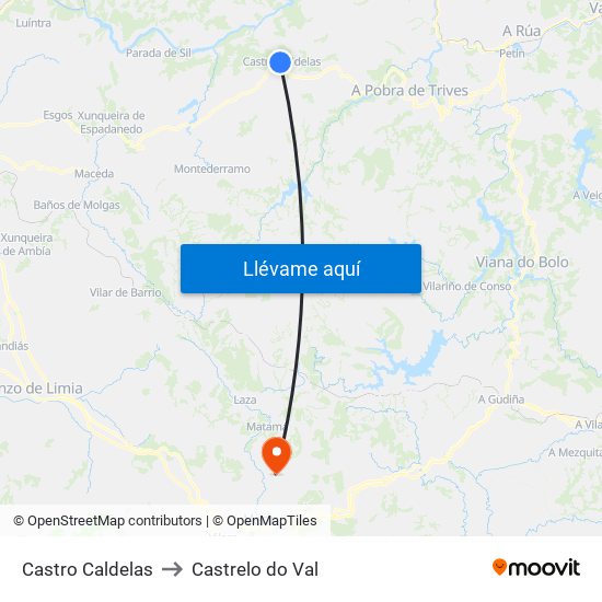 Castro Caldelas to Castrelo do Val map