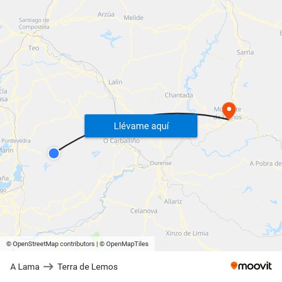 A Lama to Terra de Lemos map