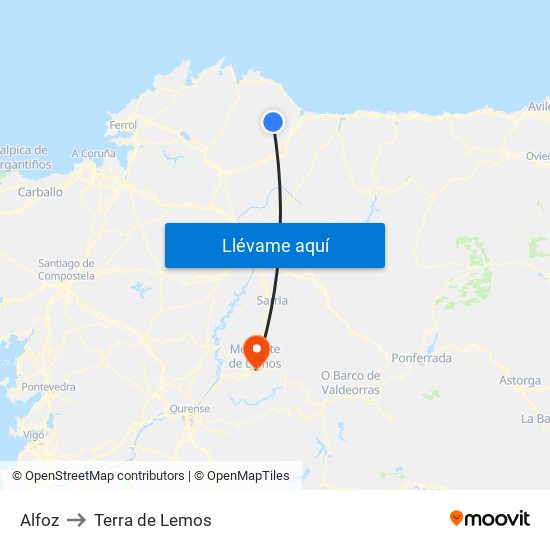 Alfoz to Terra de Lemos map